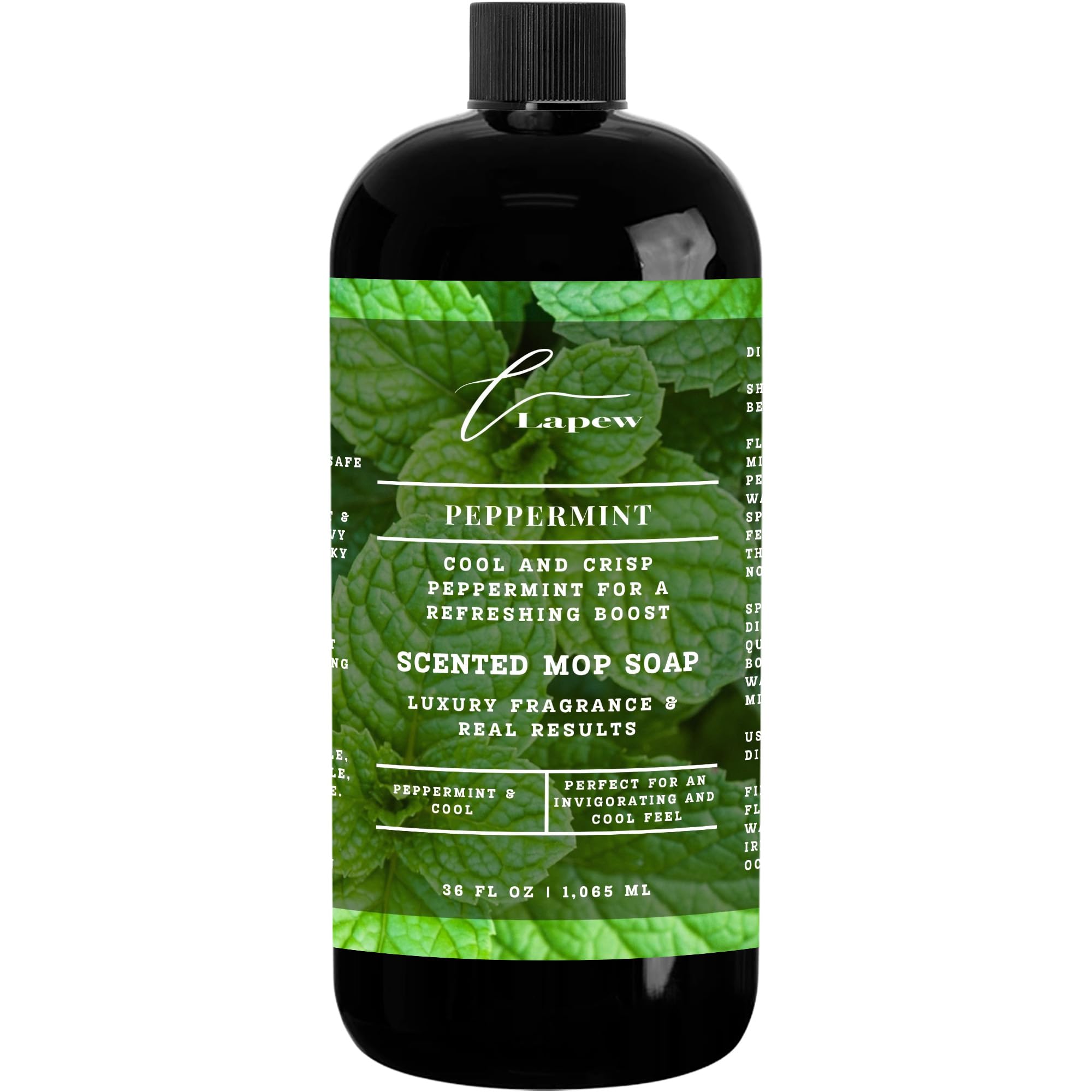 Lapew Peppermint Scented Mop Soap Concentrate 36 oz | Premium Fragranced Floor Cleaner | Streak-Free | Hard Floor Cleaning Solution | Eco Friendly |