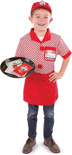 Melissa Doug Conjunto de disfraz de juego de rol de servidor con accesorios realistas