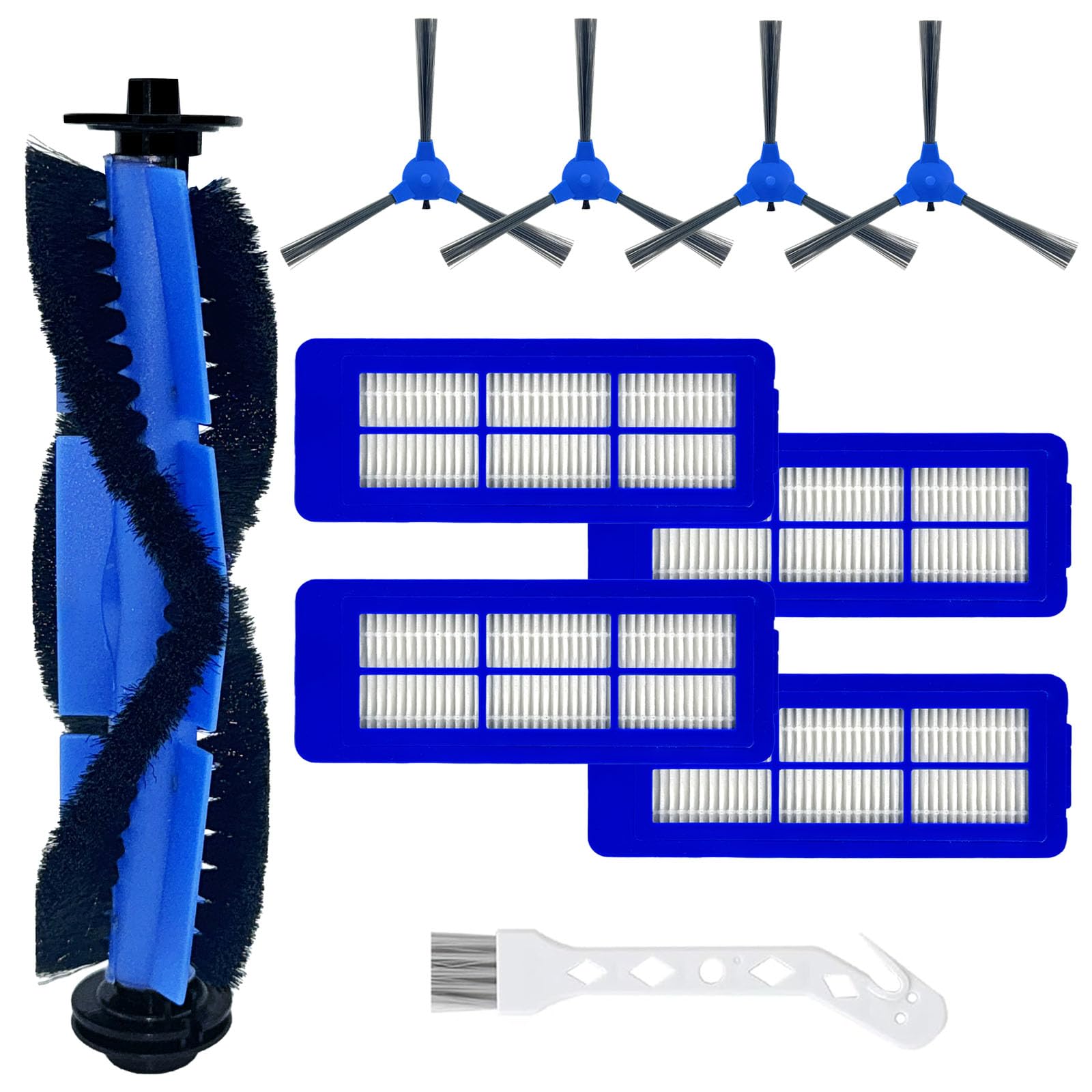 10 Pack Replacement Parts for eufy RoboVac 11S Max, Accessories Kit for 15C Max, 30C Max, G20, G20 Hybrid,G30, G30 Edge, Includes 1 Roller Brushes, 4 Filters, 4 Side Brushes,1 Cleaning Brush