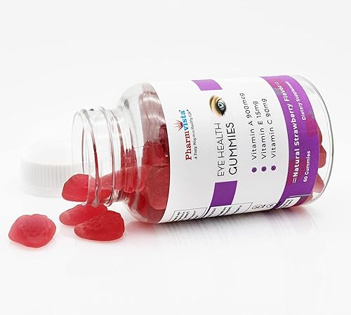 Pharmvista Goma de apoyo para la salud ocular - Vitamina A + C + E - Sin gluten, suplemento vegano - 60 unidades