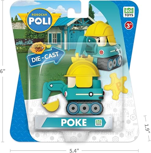 Miniatura 2 de Robocar Poli, Poke DIE-CAST - Vehículos de juguete de metal fundido, juguetes de construcción para excavadoras (vehículos de figura fundida no