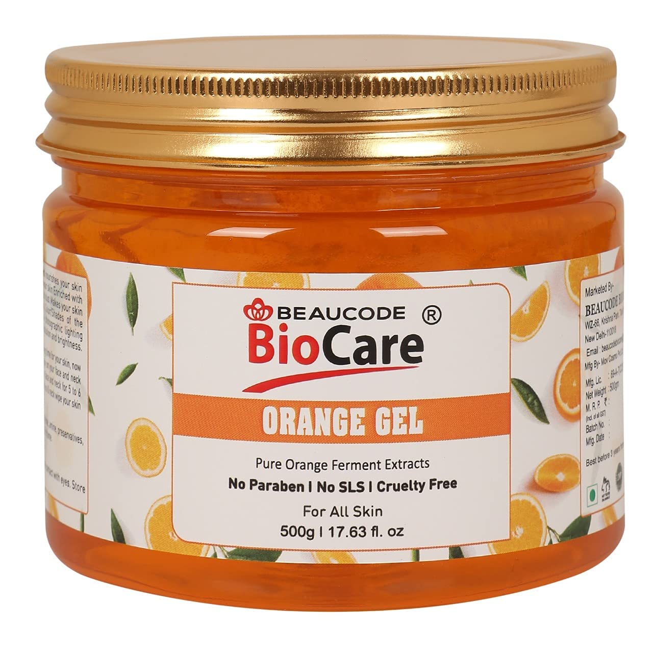 Orange Gel- 500Gm (Pack of 1) For Women & Men For All Skin Types No Paraben||No SLS|| No Sulphate & Cruelty Free