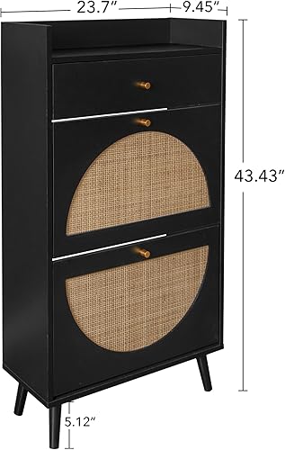 Miniatura 2 de Gabinete de zapatos de ratán natural, gabinete de almacenamiento simple moderno y simple gabinete de zapatos de ratán japonés, zapatero