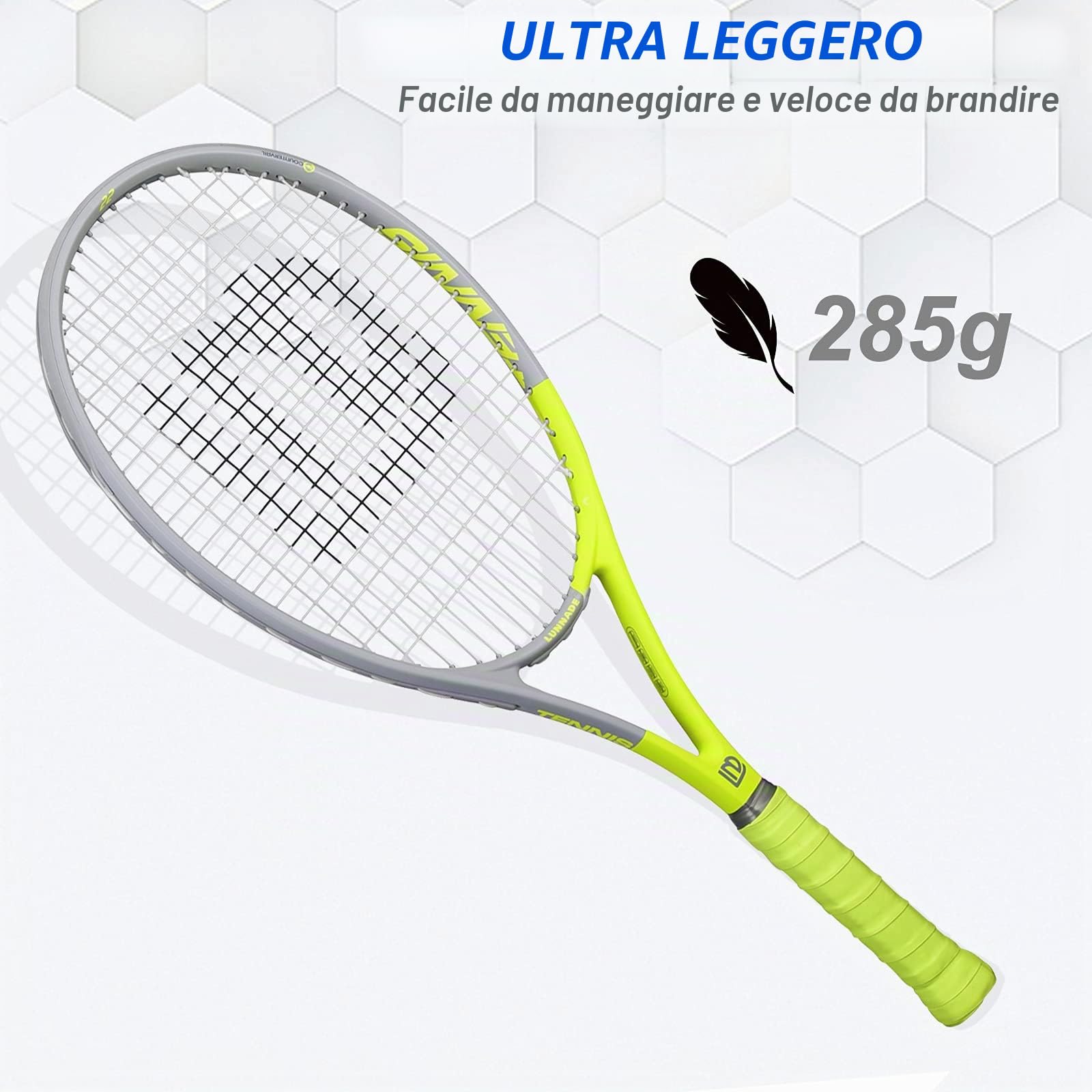 Racchetta da tennis per adulti, leggera da 27 pollici, con custodia, adatta per uomini e donne, principianti e giocatori avanzati