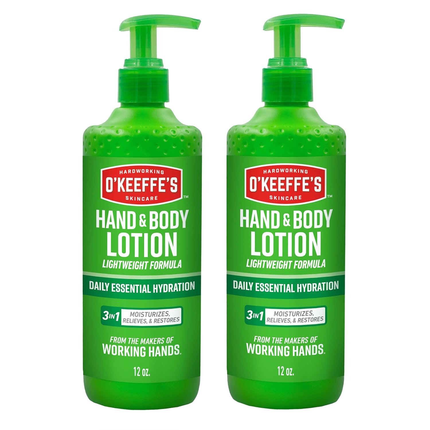 O’Keeffe’s Hand and Body Lotion with Glycerin and Shea Butter – 12 oz Pump (2 Pack) – Daily Essential Hydration, Heals & Relieves Extremely Dry Skin