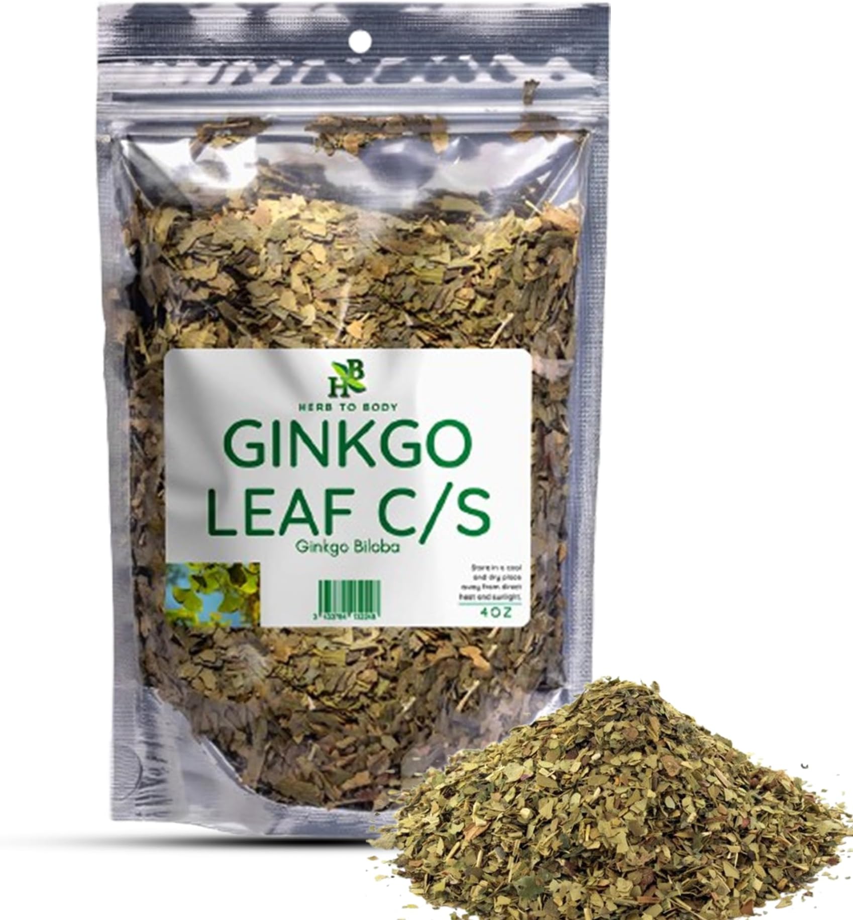Herb To Body Ginkgo Biloba C/S | Cut & Sifted | Ginkgo Biloba | Wildcraft | 4 oz