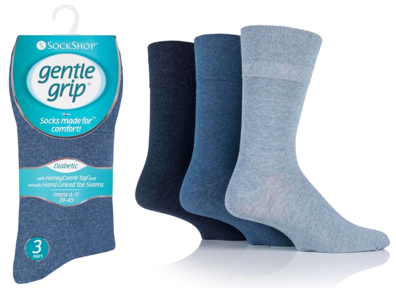Sockshop Men's Blues (12 Pairs) Diabetic Socks Somrd Blues X 12
