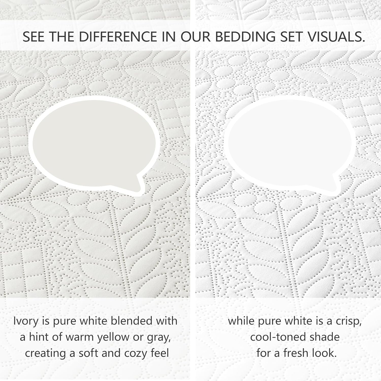 FLYMME King Size Quilt Bedding Set,Lightweight Beige White Bedspreads,Vintage Olive Leaf Design,Ultra Soft Microfiber Bed Coverlet 3 Pieces for All-Season (1 Quilt,2 Shams)