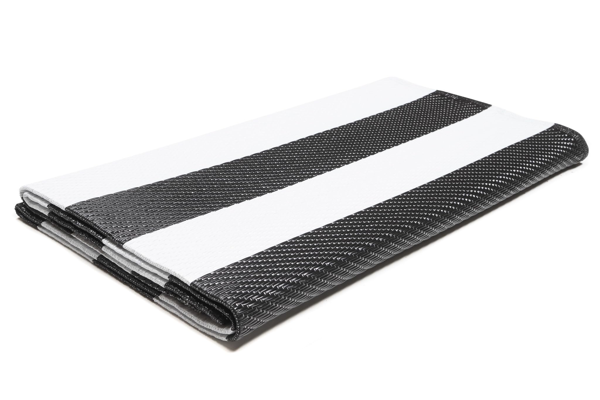 TAPISO Ibiza Teppich Outdoor Zweiseitig Wendbar Wasserdicht Resistent Streifen Zebra Weiß Schwarz Picknick Strand Garten ÖKO-TEX 120 x 180 cm