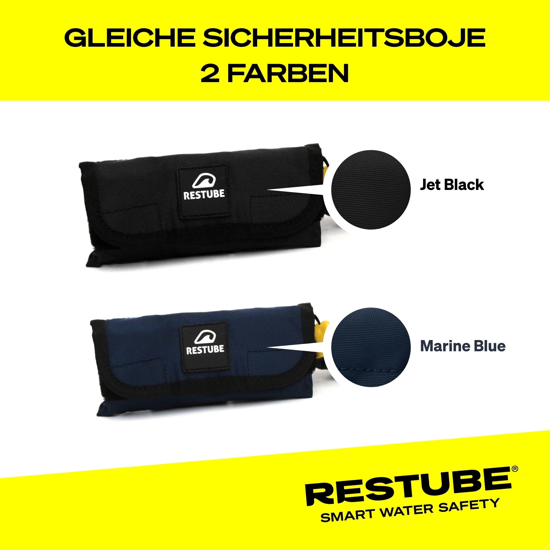 RESTUBE Beach – Aufblasbare Boje mit Notfallpfeife – Für sicheres Schwimmen mit Familie & Kindern – Ultraleicht & kompakt – Ideal für Strand, Urlaub, Freiwasser – Unisex Sicherheitsboje