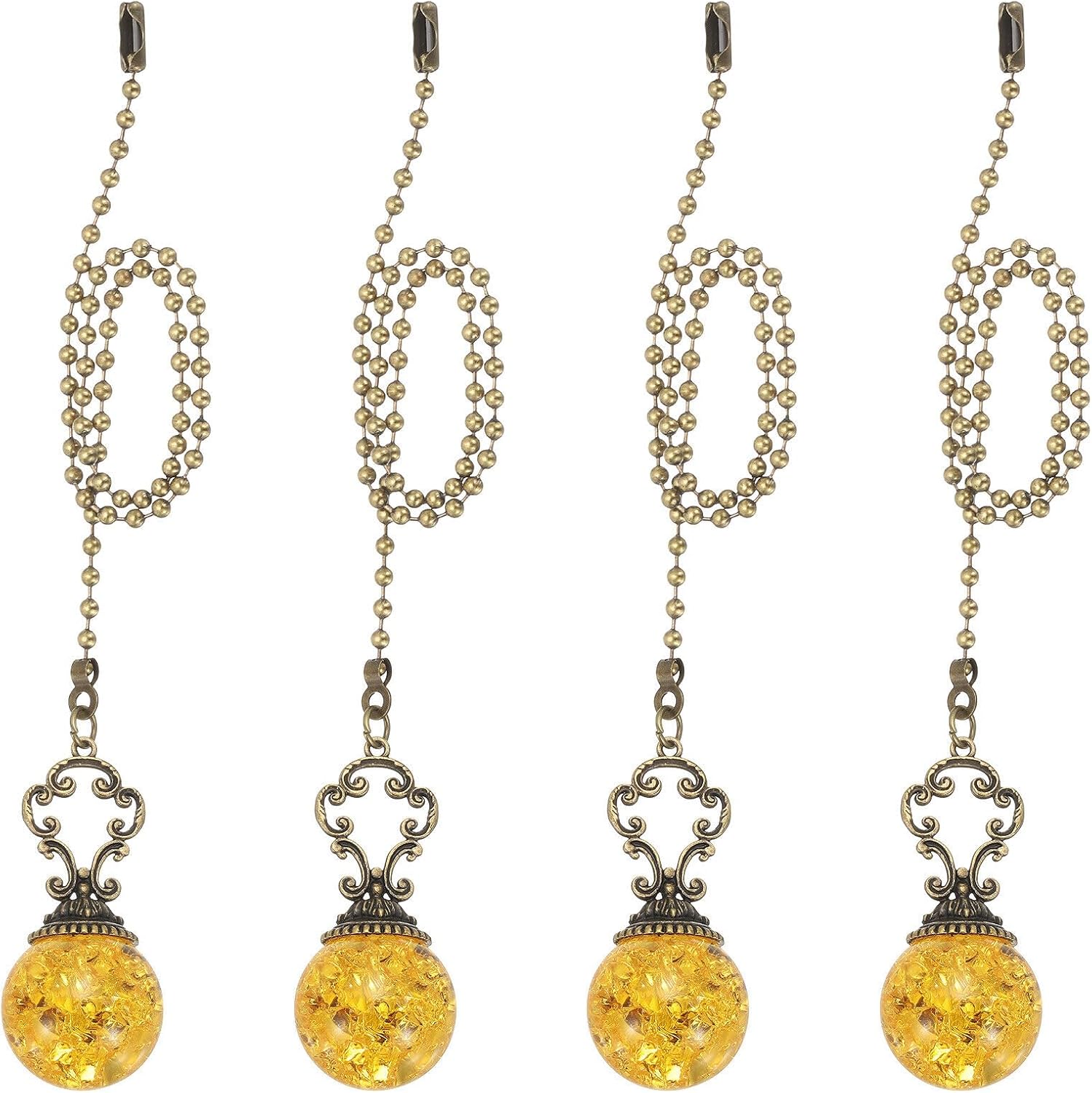 Home and Garden Parts 4 Pcs 15" Crystal Ceiling Fan Pull Chain Amber (Crystal Ice Ball) #CN/251024/06498