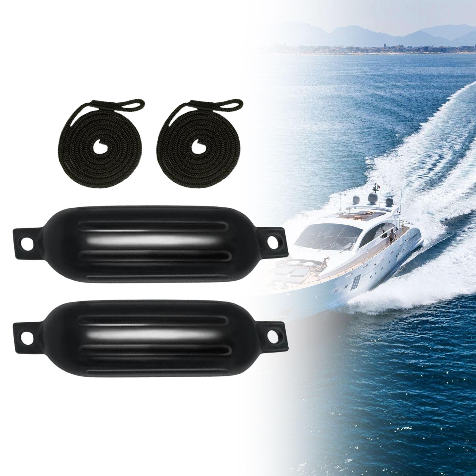 Parabordi per Barche da 2 Pezzi Paraurti per Barche Corde da 6 mm x 1,5 m Parabordi gonfiabili Anti-collisione Facili da installare per motoscafi