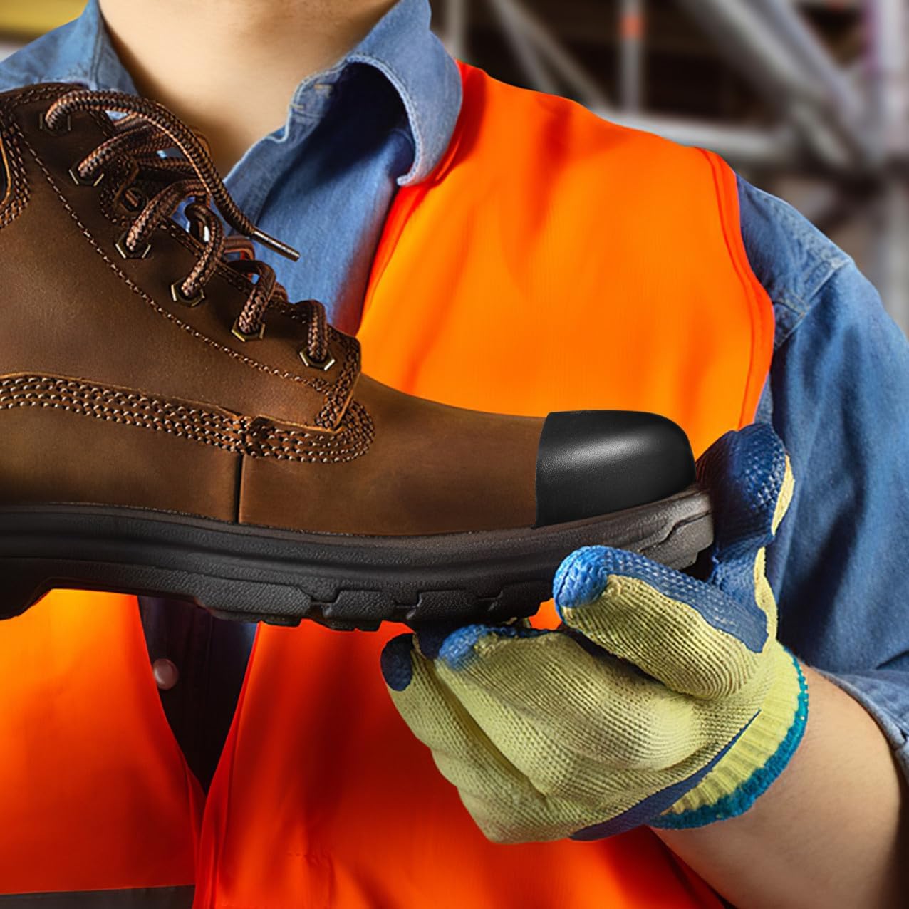 Mipcase 8pairs Safety Toe Covers Metatarsal Guards Wear-resistant Toe Caps for Labor Shoes for Construction and Warehouse Use