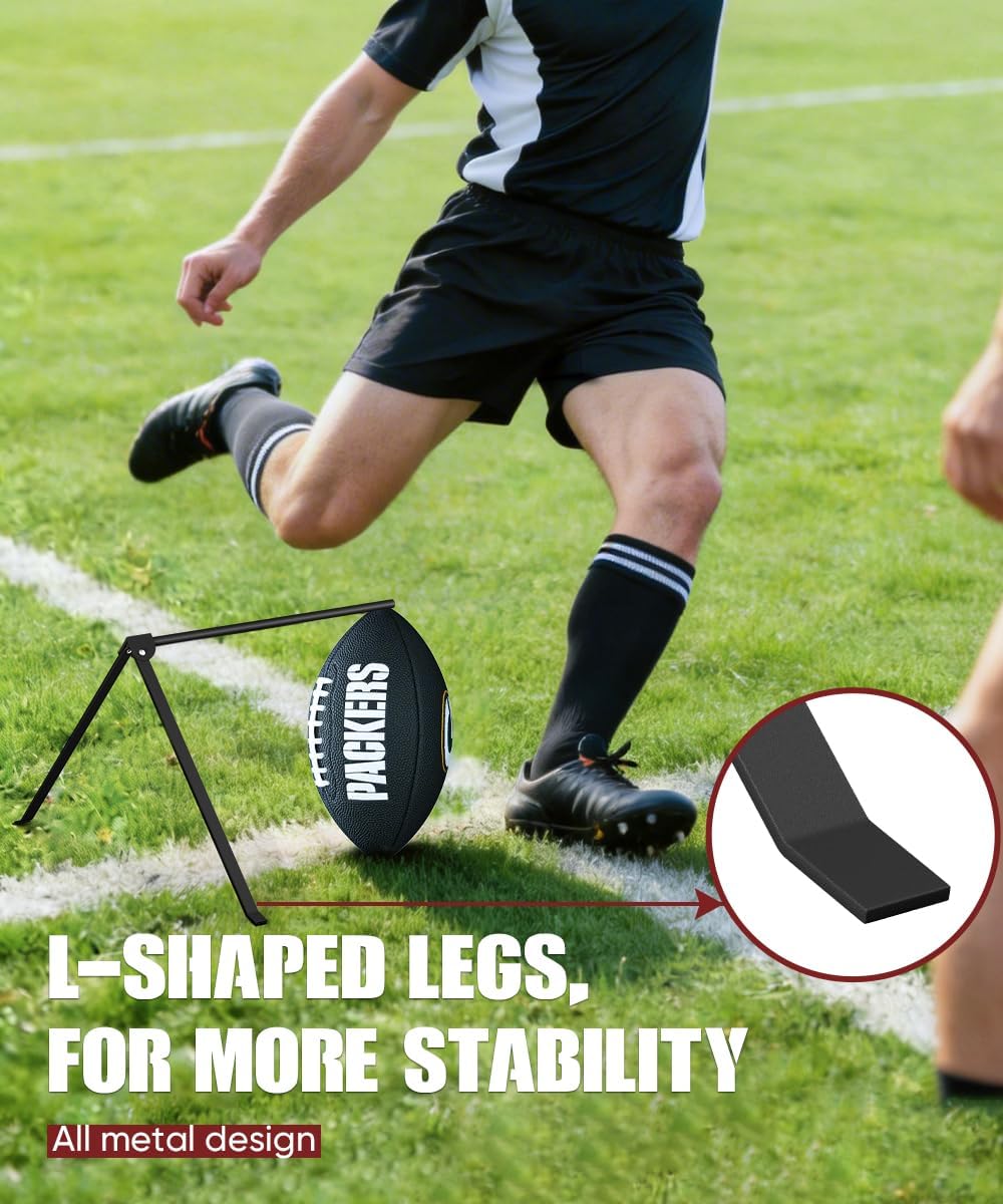 Football Kicking Tee, Portable Kickoff Tee Holder Stand, 1 Pack | Metal Field Goal Kicking with L-Shaped Leg for All Size Balls, Design for 13 and Above Teens and Adults Training Practice
