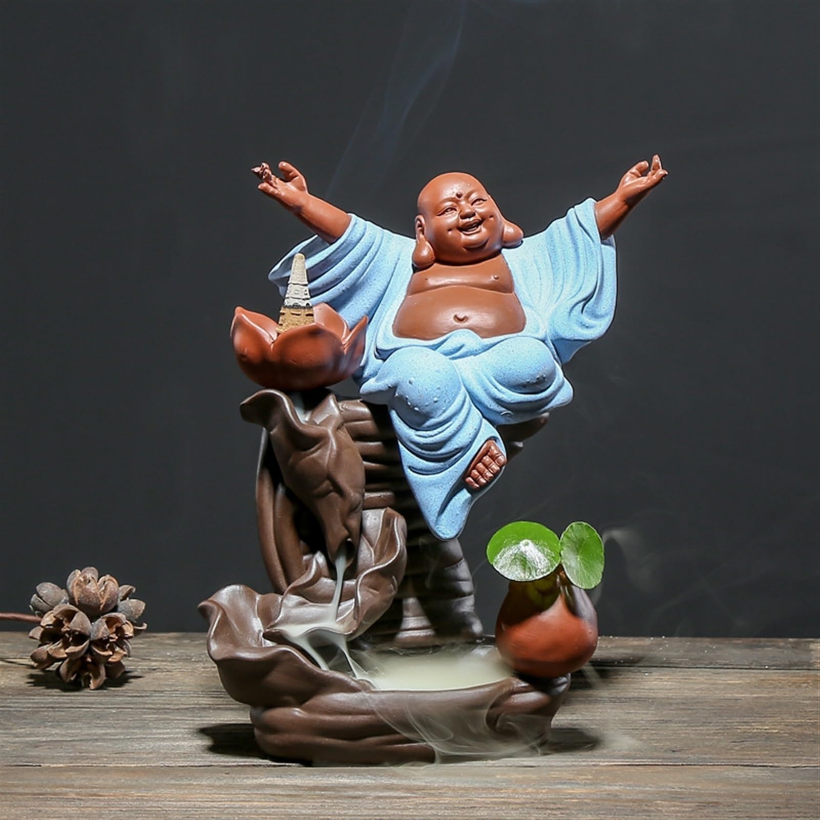 Escultura de Estatua de Buda Quemador de incensario, Adorno Buda la Suerte, Gran Sala Estar, decoración del hogar, Ceremonia té Creativa, Regalo, Estatua