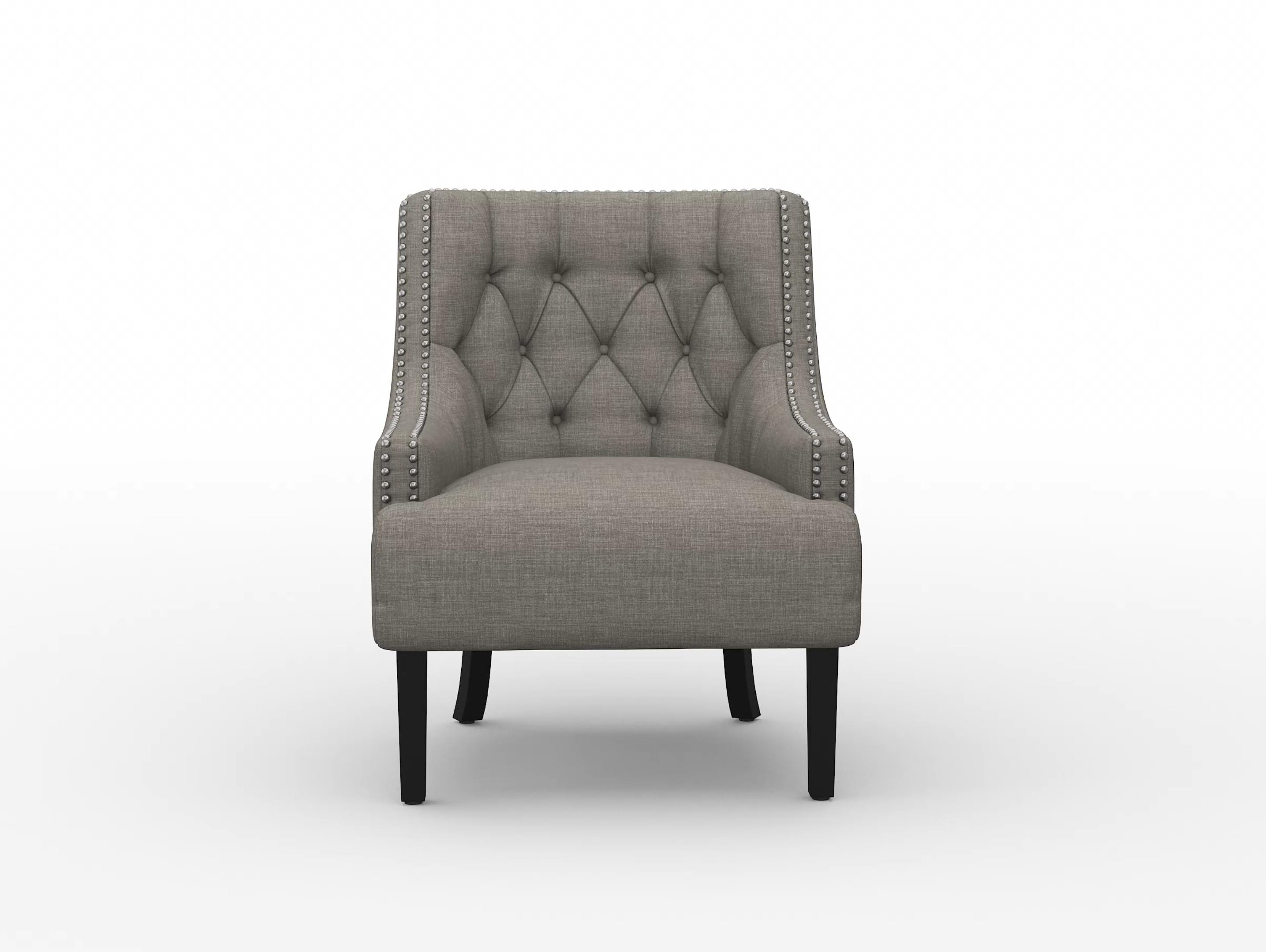 Sillón Chenille Taupe con brazos y detalles nailhead miniatura 7