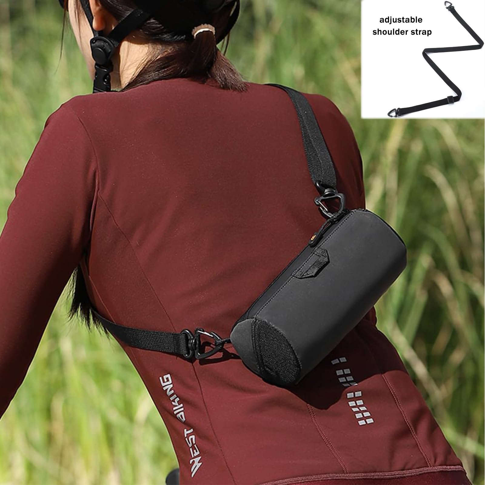 Borsa Manubrio Bici Accessori Bici, Manubrio Bici Borsa con Tracolla, Borsa Manubrio Moto Borse Bici per Mountain Bike e Bici Da Strada, Nero 1L