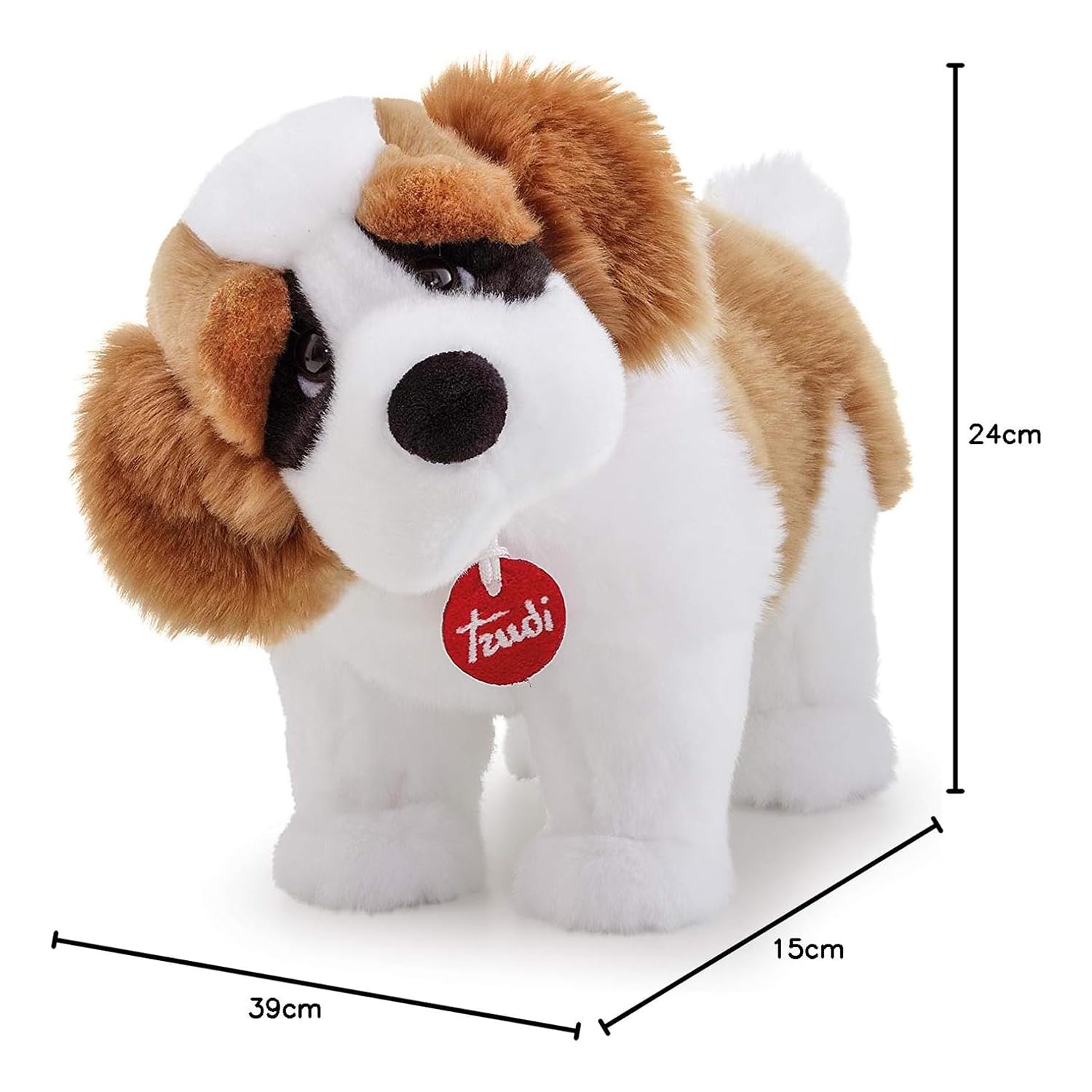 Trudi Klassik 22335 Plüschhund Cavalier King 16 x 27 x 30 cm (M), hochwertiges Stofftier mit weichen Materialien, Plüschfigur mit realistischen Details, waschbar, Kuscheltier für Kinder, Braun/Weiß