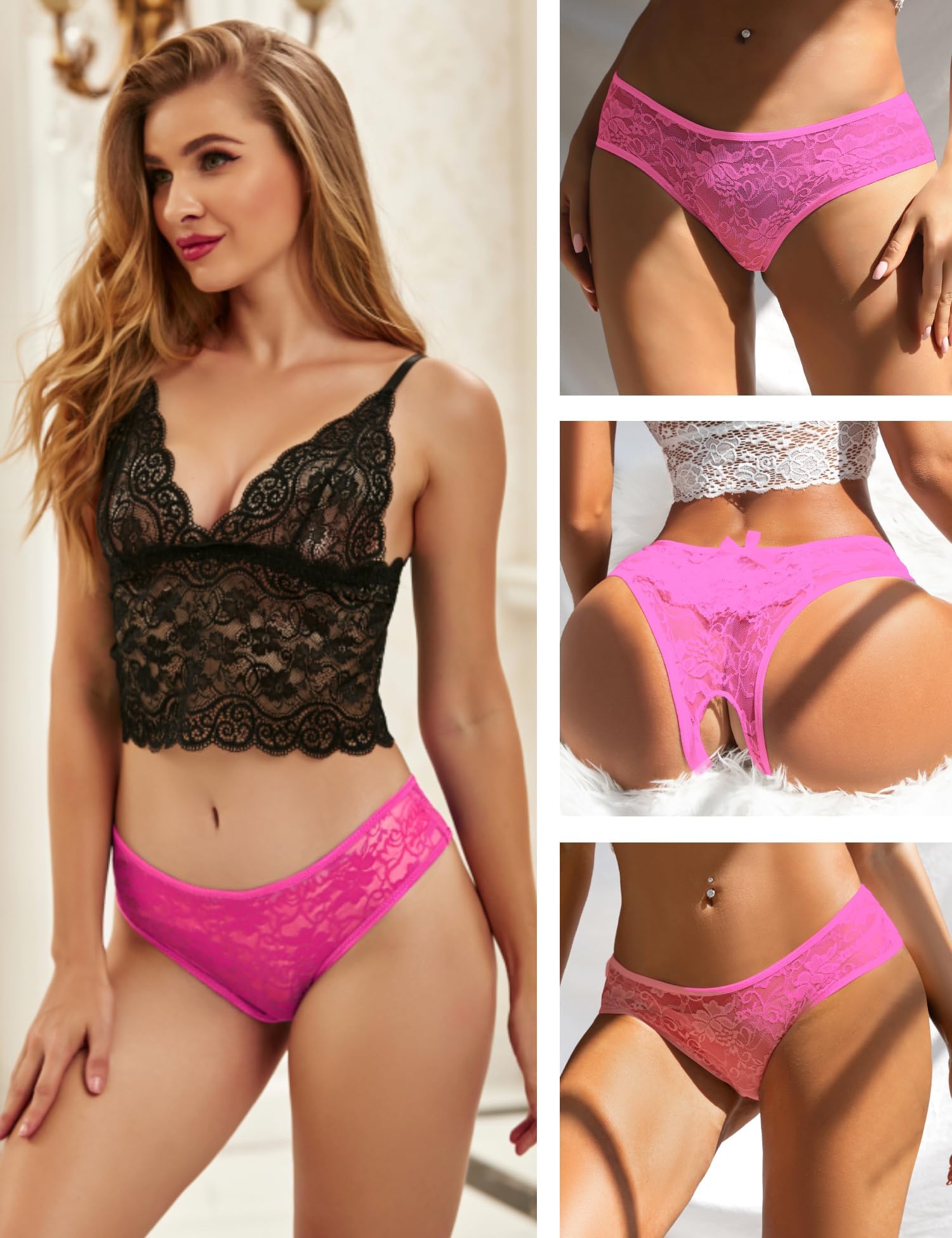 ohmydear Bielizna erotyczna dla kobiet, 2 sztuki, seksowne majtki, duże rozmiary, stringi, bielizna erotyczna z otworem