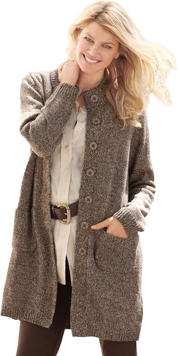 Woman Within Plus Size Marled Jacket Duster Sweater