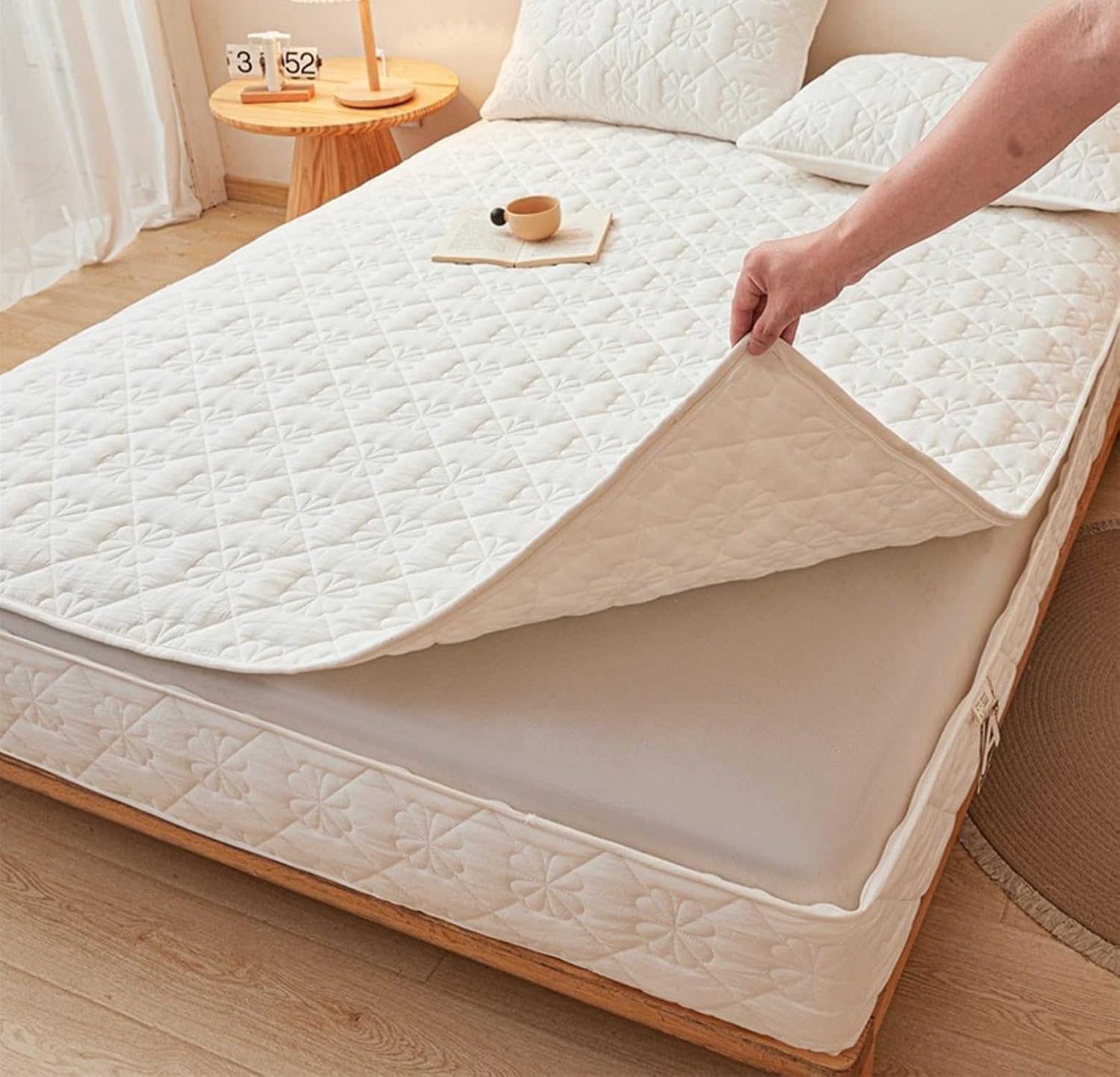 Protège Matelas Housse Alèse Coton 360° Zip Lavable Respirant