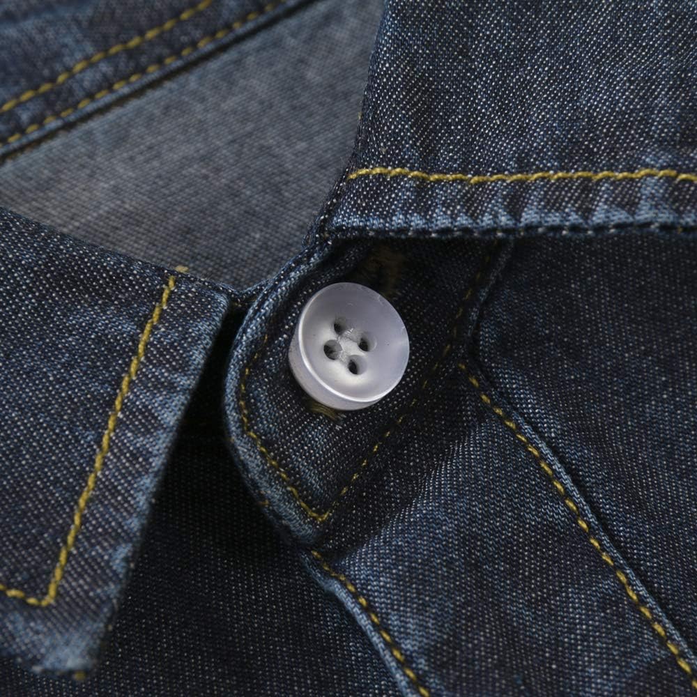 OCHENTA Boys Denim Button Down Shirt Long Sleeve Lightweight Chambray Tops - Image 6