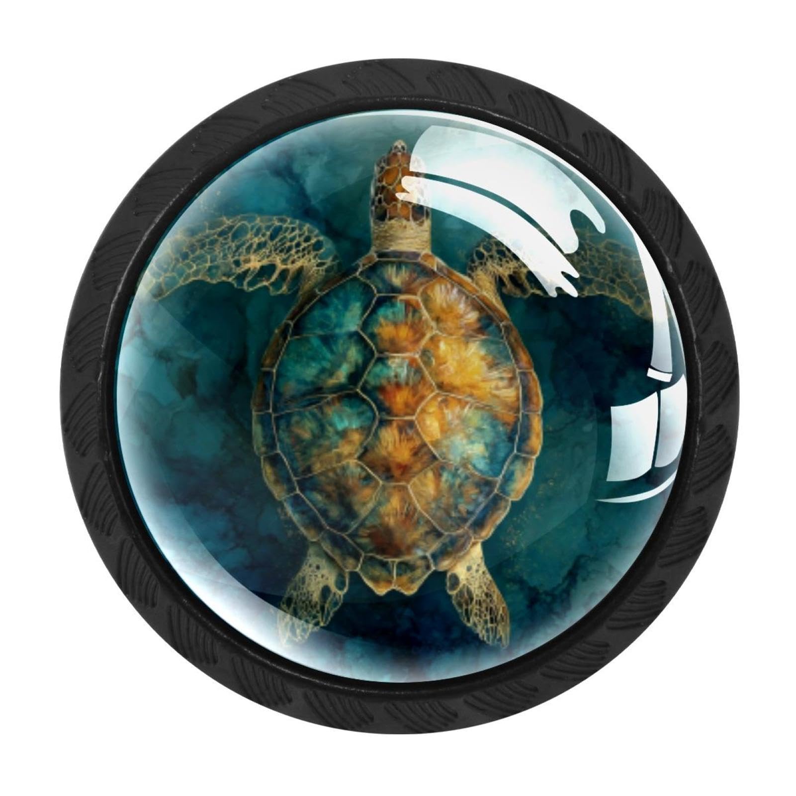 CHENZZZZ 4 Pieces Sea Ocean Animal Turtle Abstract Art (1) Kitchen Cabinet Knobs Drawer Knobs Dresser Knobs Black Knobs Drawer Pulls Dresser Drawer Handles Knobs for Dresser Drawers