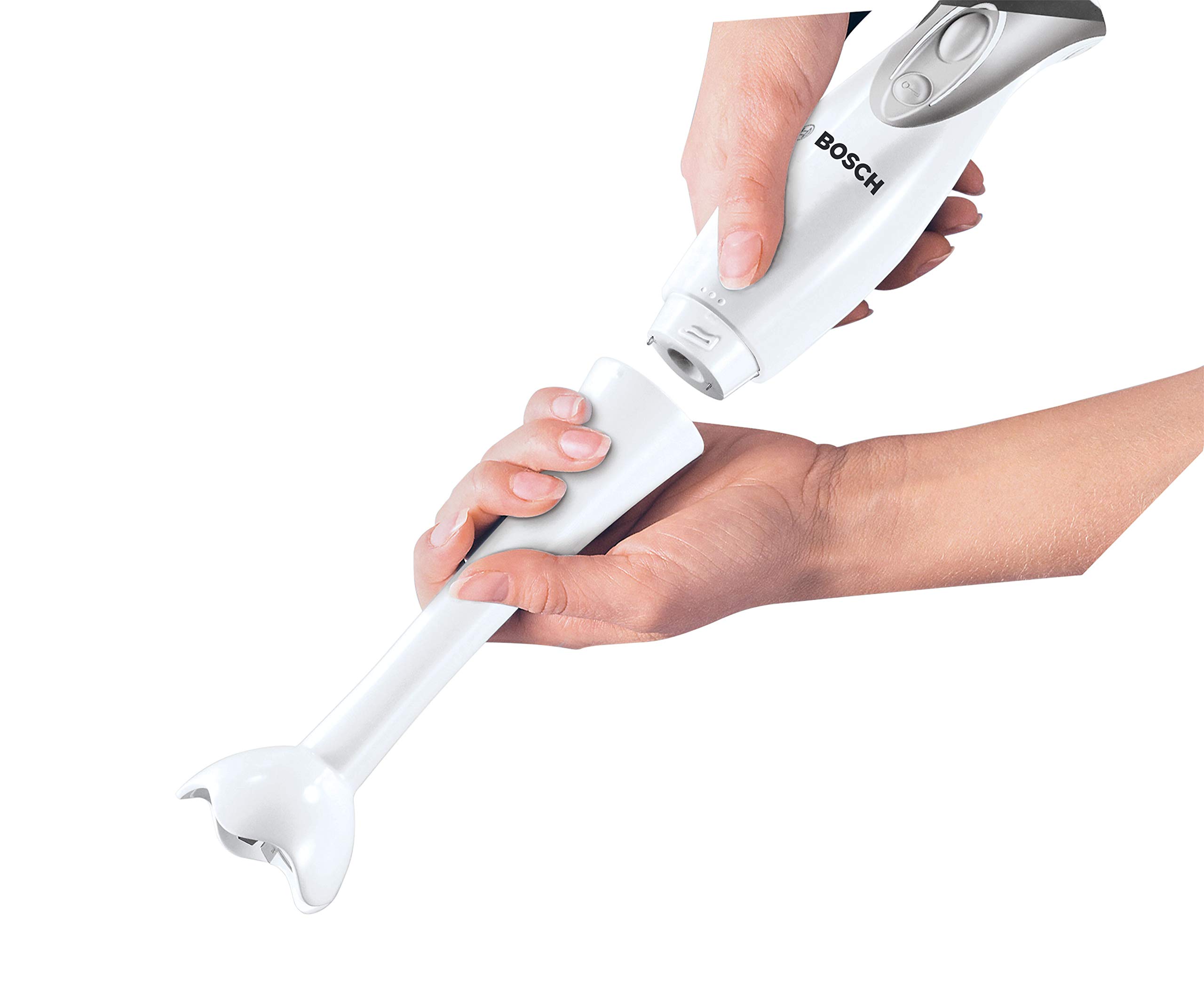 Bosch MSMP1000GB Handmixer, 350 W, Weiß/rot – Mit Anti-Splash-Funktion & Abnehmbarem Mixfuß