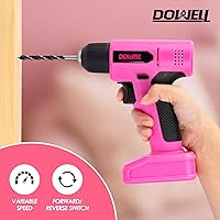 Vista 4 de DOWELL Juego de herramientas de taladro inalámbrico de 8 V, 58 unidades, LED integrado, velocidad variable, cable de carga tipo C, funda moldeada