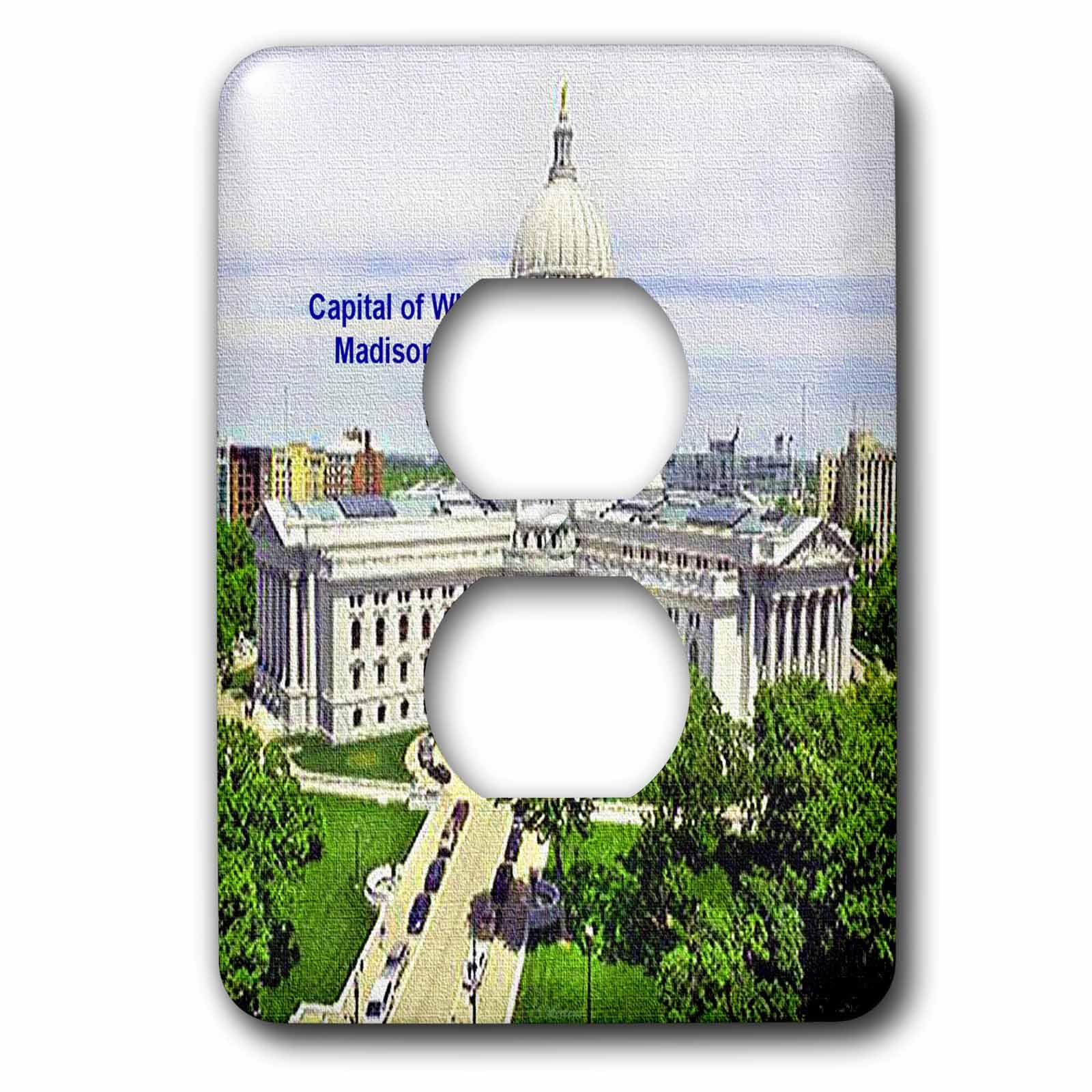 2 prises de courant sans défauts avec la plaque Capitale du Wisconsin Madison 15,2 cm