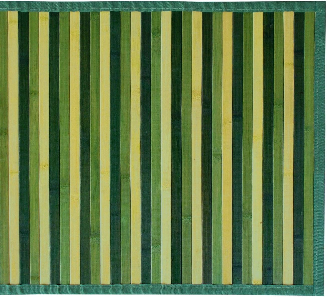 Multi-Purpose Bamboo Striped Kitchen Rug/ Runner - Dimensions: 55 x 240 cm - Various Shades of Green