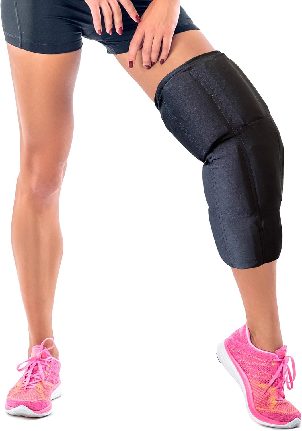 HurtSkurt® Premium Ice Therapy Sleeve – Flat Black Large – Stretch-Fit Wearable Cold Compression Wrap for Knee, Leg, Elbow & Ankle Recovery