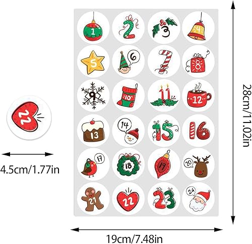 Miniatura 7 de Calcomanías de números de calendario de Adviento de Navidad, decoraciones navideñas para manualidades, mejora y simplifica tu agenda, diario,