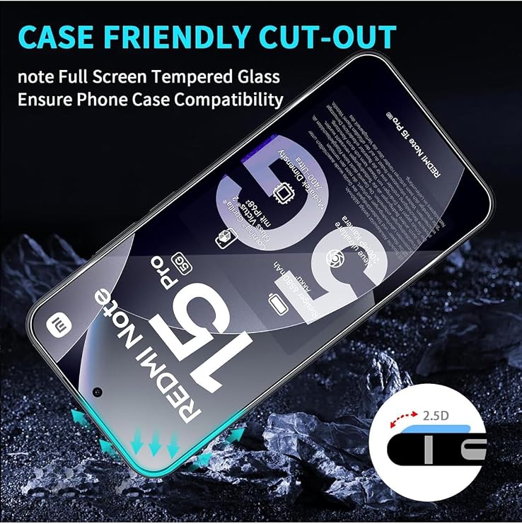 CONSTRAIN - Redmi Note 15 pro 5G ile Uyumlu Ekran Koruyucu Kırılmaz Cam 9H Temperli Ekran Camı Şeffaf