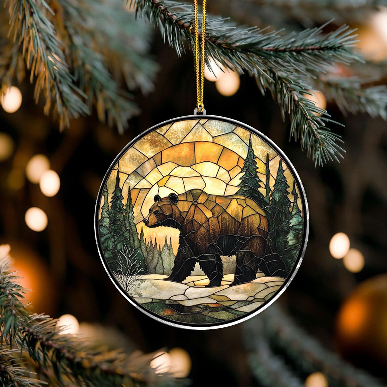 Bear Suncatcher – Grizzly Bear Window Hanging Art for Cabin Decor, Rustic Nature Wildlife Gift for Outdoors Lovers – Forest Animal Window Ornamen, Nature Lover Gift for Outdoors Enthusiastst (Sun-29) - Image 7