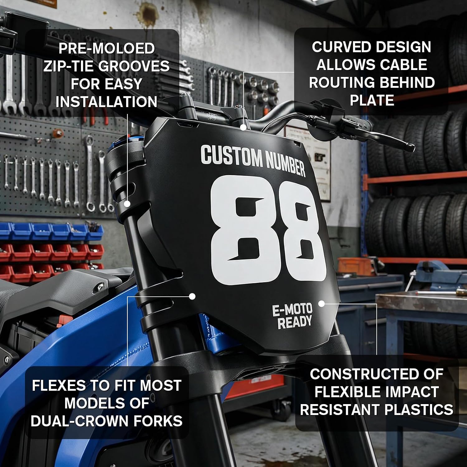 Premium Downhill Electric Bike Number Plate Fit for Q20, S1/S2/Y1/RX, X1S/X/X2,MX3/MX4/MX5, XXX,Pro SS/SR/S, – Black (Black-1 Pack)