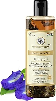 Khadi Natural Herbal Shankhpushpi with Rudraksha Hair Oil 210 ML - - Ayurvedic Hair care hair oil With Shankhpushpi Herbs (Pack 1, Shankhpushpi)
