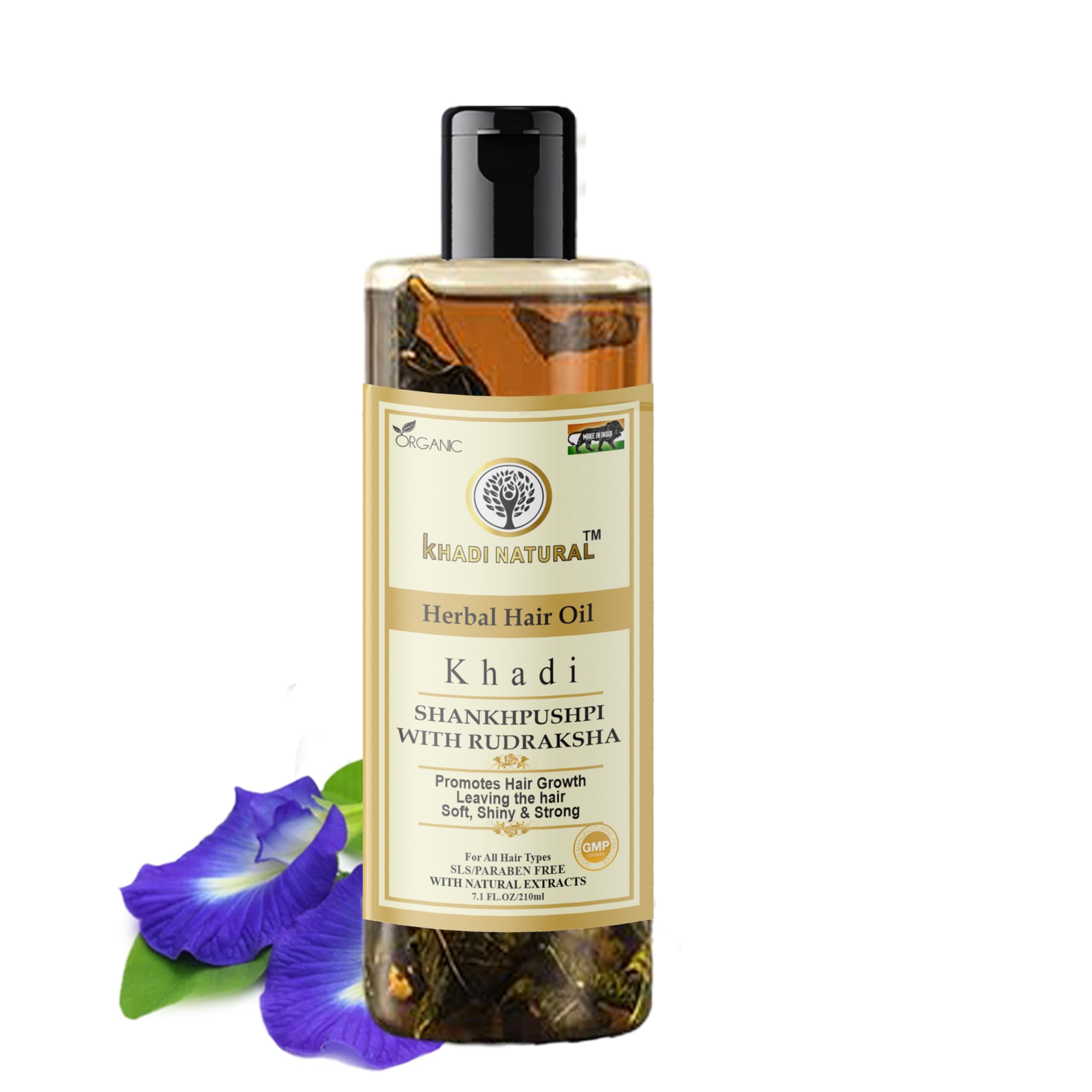 Khadi Natural Herbal Shankhpushpi with Rudraksha Hair Oil 210 ML - - Ayurvedic Hair care hair oil With Shankhpushpi Herbs (Pack 1, Shankhpushpi)