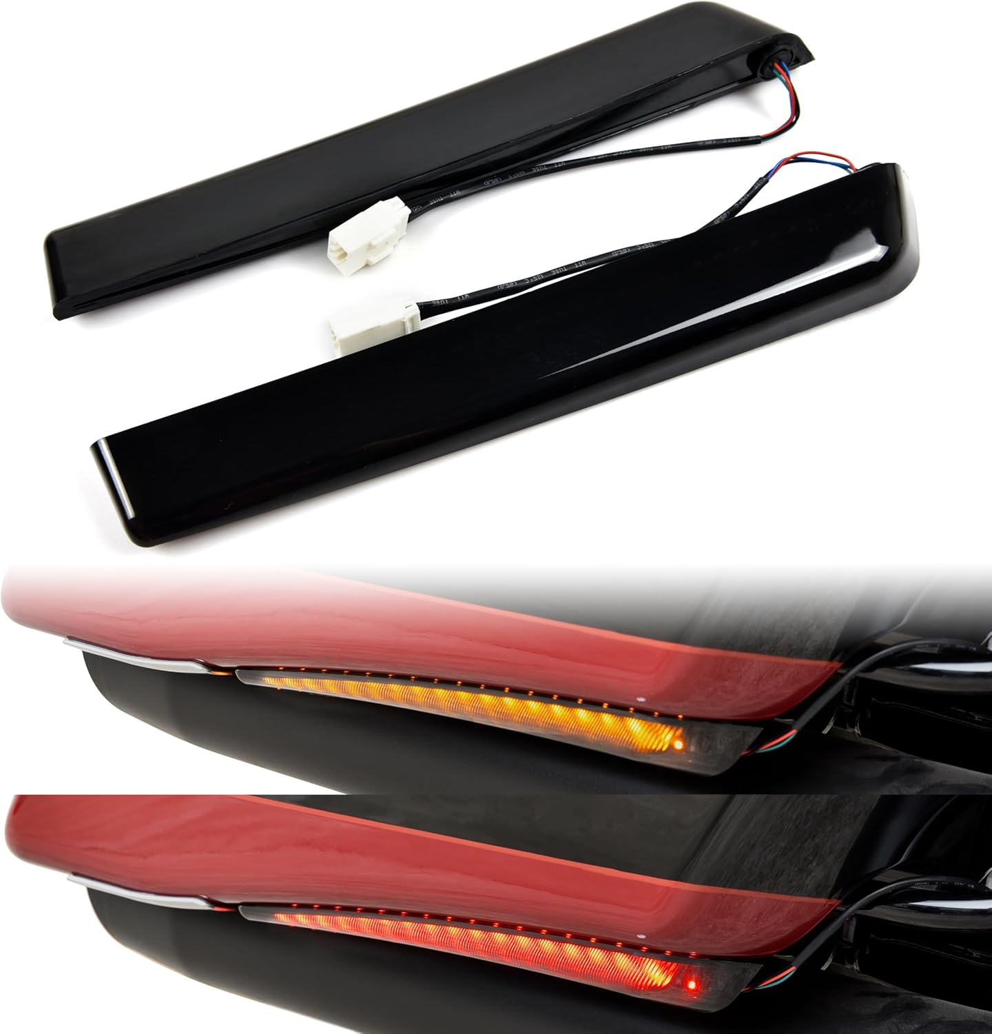 LED Saddlebag Marker Lights Kit, Smoked Lens Extended Saddlebag Side Marker Turn Signal Brake Run Tail Light for Harley Touring Road Glide CVO Road King Street Glide 2014-2024 Accessories