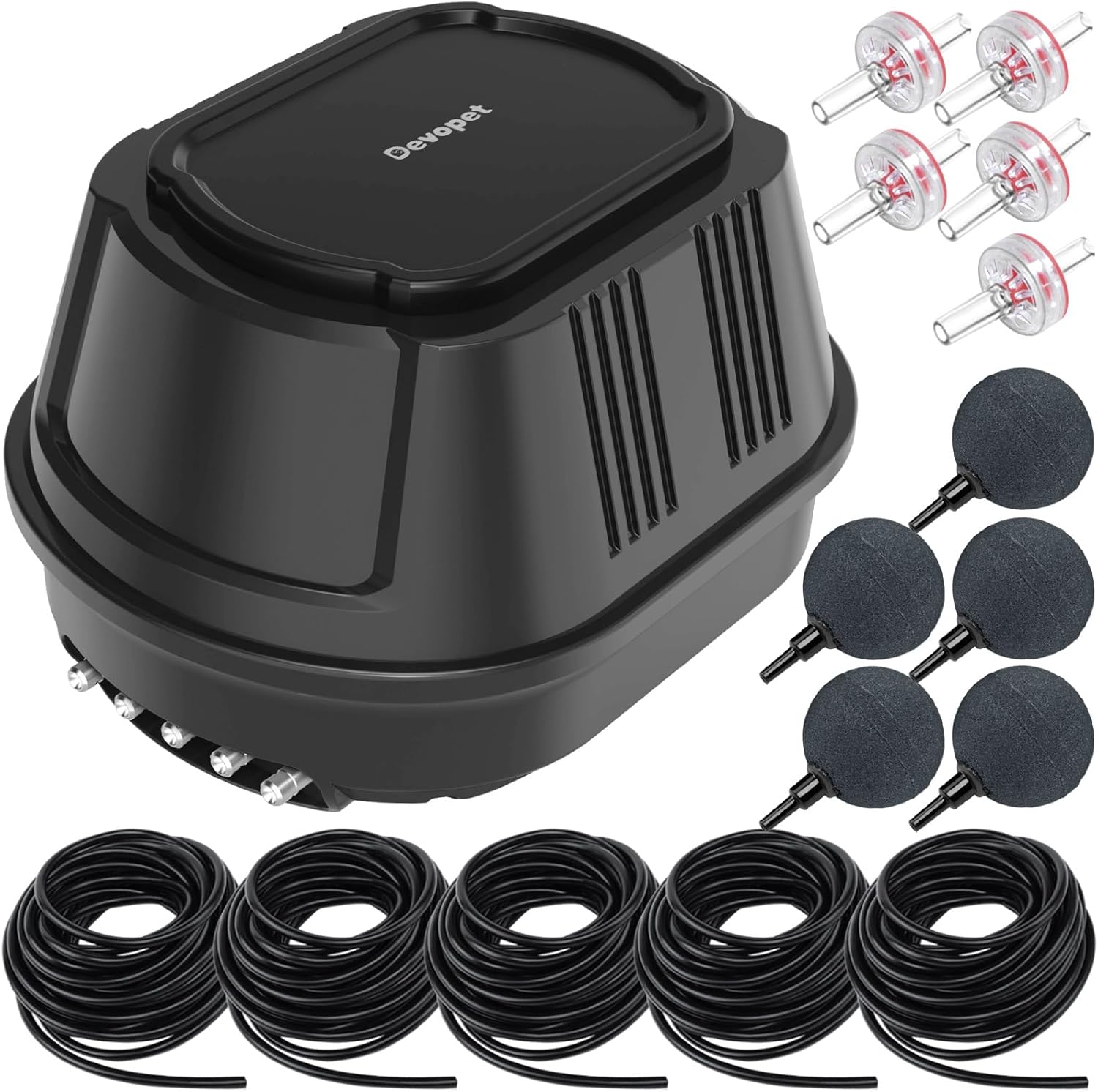 Pond Aerators for Outdoor Koi Ponds, Air Pump for Pond up to 3500 Gallons, All-in-One Flow Adjustable Pond Aeration Kit Pond Deicer with Double Outlet Airline Tubing Air Stones Check Valves
