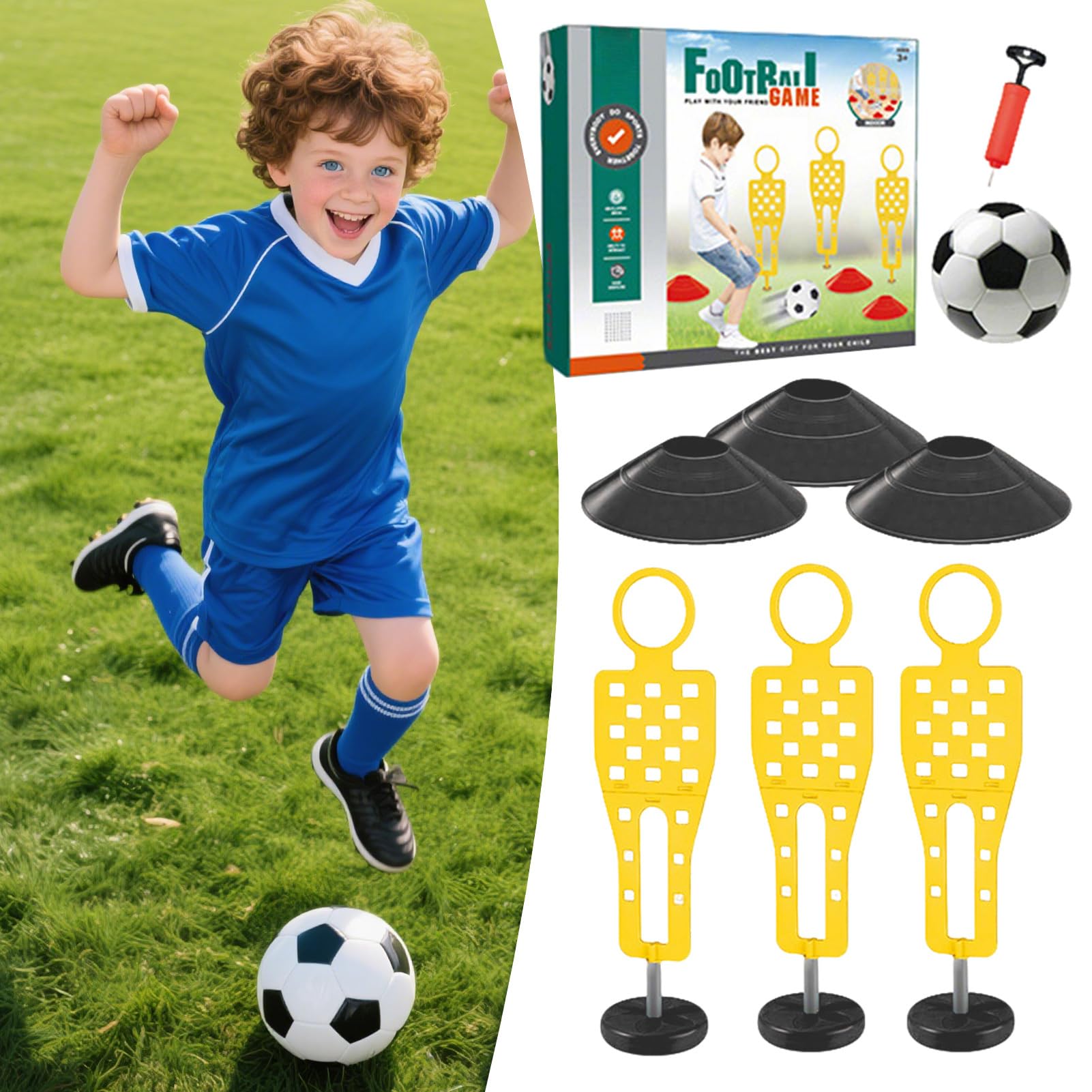 Generisch Entrenamiento de fútbol | Equipo de entrenamiento de fútbol y adición | Juguetes educativos para niños con carreras de obstáculos Juguetes deportivos multipersona para exteriores, parque