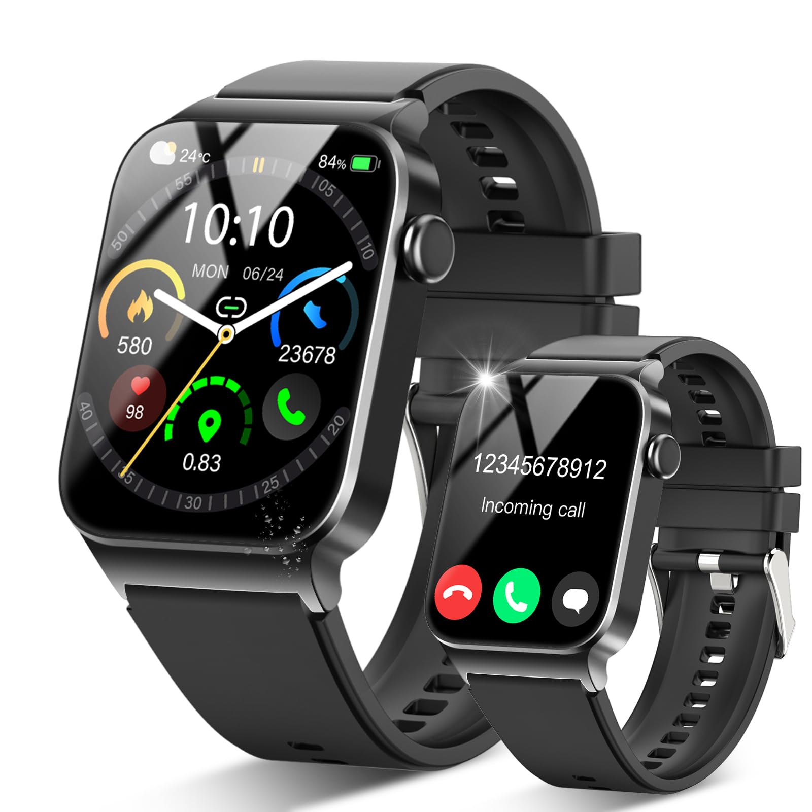 STECEi Smartwatch Uomo Donna Rispondi/Effettua Chiamate, 1.85" Orologio Smartwatch con 113 Sportivo, Impermeabil IP68 Sportivo Watch con Contapassi/Sonno/Cardiofrequenzimetro, Nero