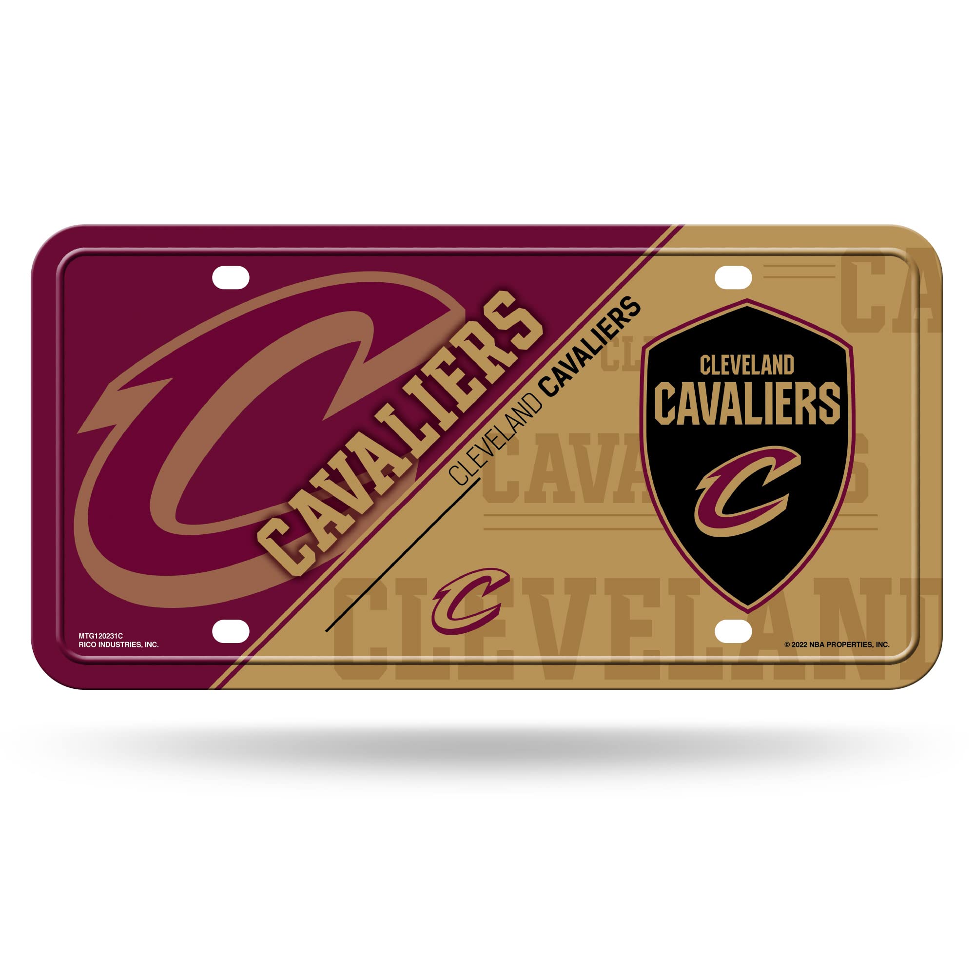 Rico Industries NBA Cleveland Cavaliers Split Metal Auto Tag 8.5" x 11" - Great for Truck/Car/SUV