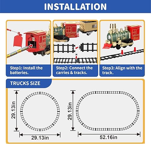 Miniatura 4 de JUQU - Juego de tren eléctrico con luces y sonidos (encendidoapagado), juegos de tren para niños pequeños, tren de juguete con motor de locomotora,