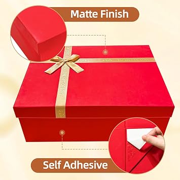 Red Gift Box, 40x30x15cm Large Gift Box with Lids for Present