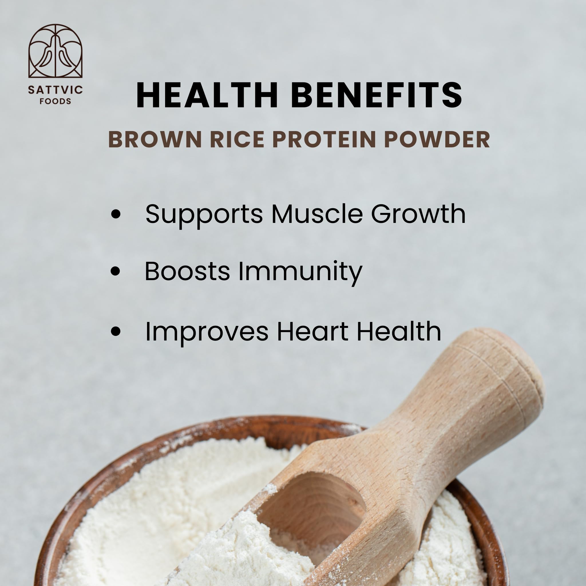 Sattvic Foods Brown Rice Protein Powder (300 g) | Certified Organic, Over 25 g Protein Per Serving | Plant-Based, Unflavoured, No Sugar, No Lactose, Muscle Builder | Mix into Smoothies & Recipes - Image 5 thumbnail