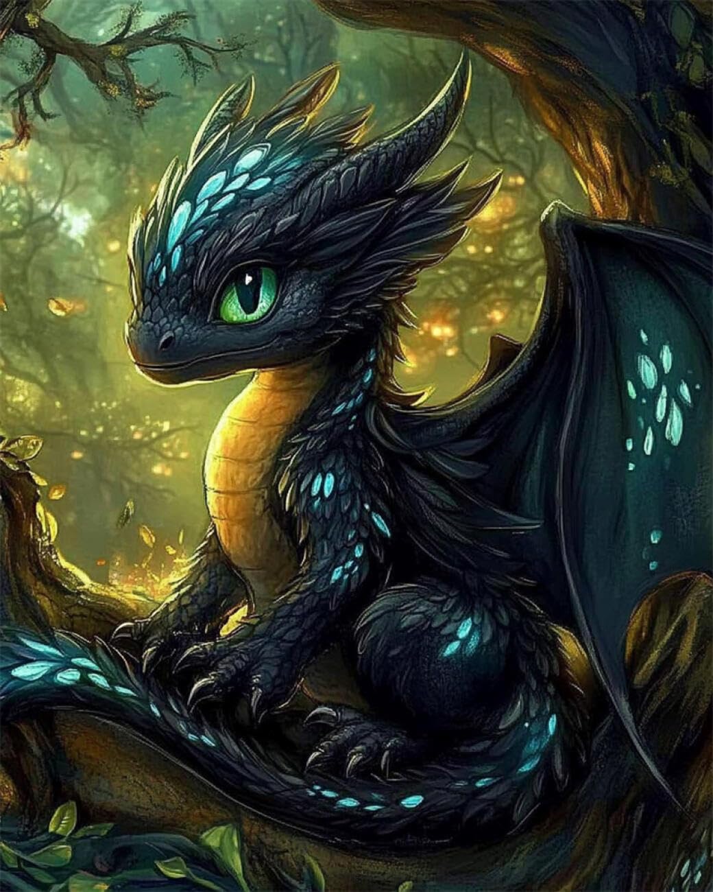 RKFLGEW DIY Embroidery Beads Set Cartoon Dragon 50x70cm