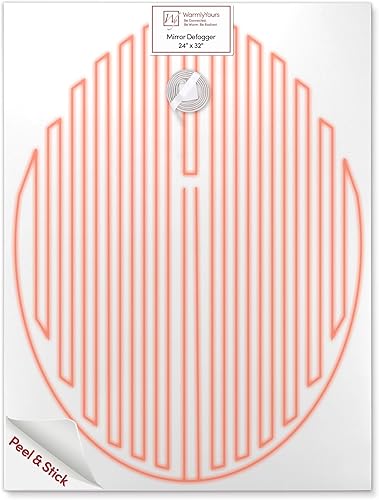 WarmlyYours Espejo calefactable, desempañador ovalado, 24 x 32 pulgadas, almohadilla eléctrica de vapor y antiniebla autoadhesiva para espejos de