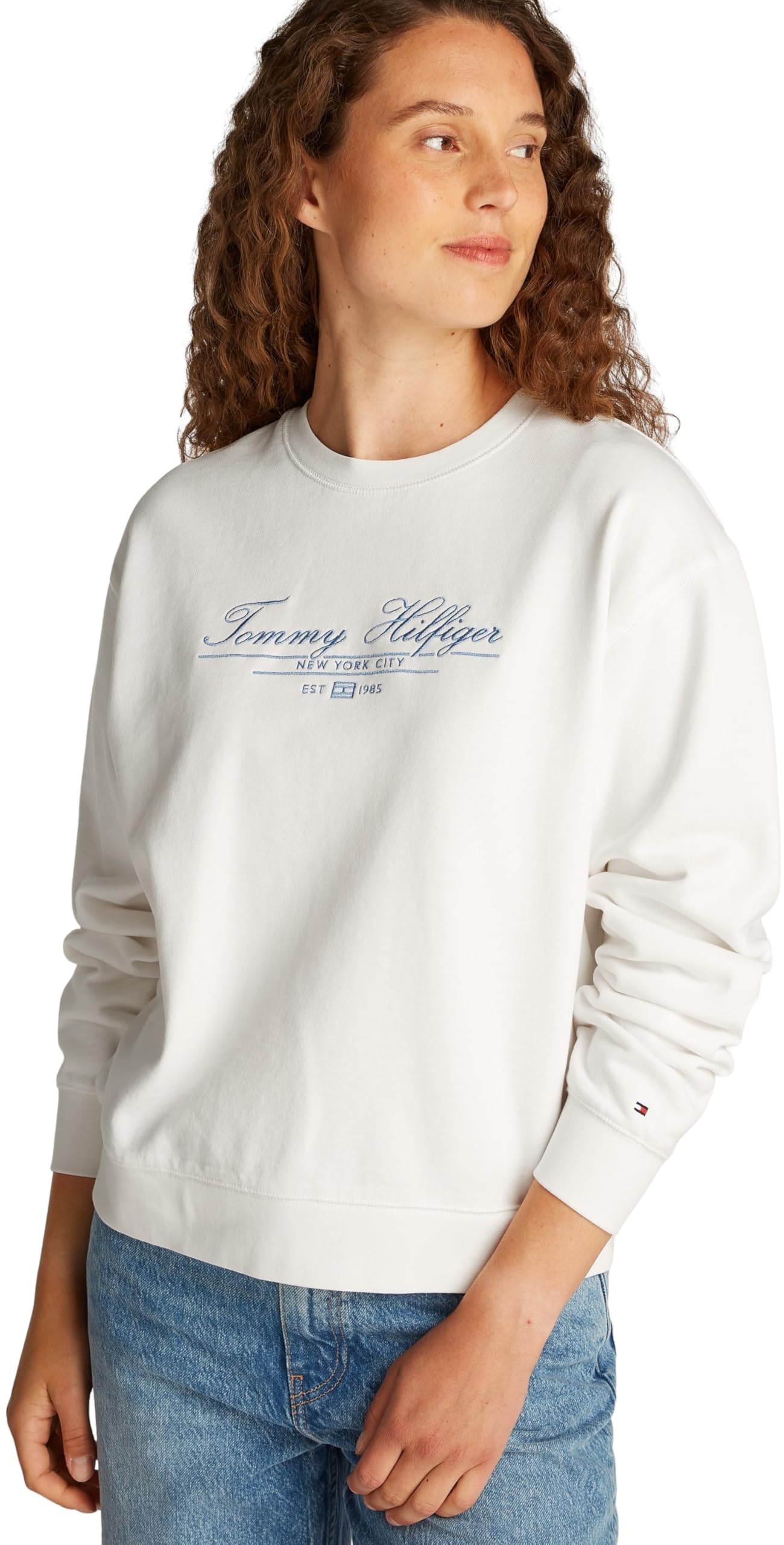 Tommy Hilfiger Donna Felpa Script in Cotone