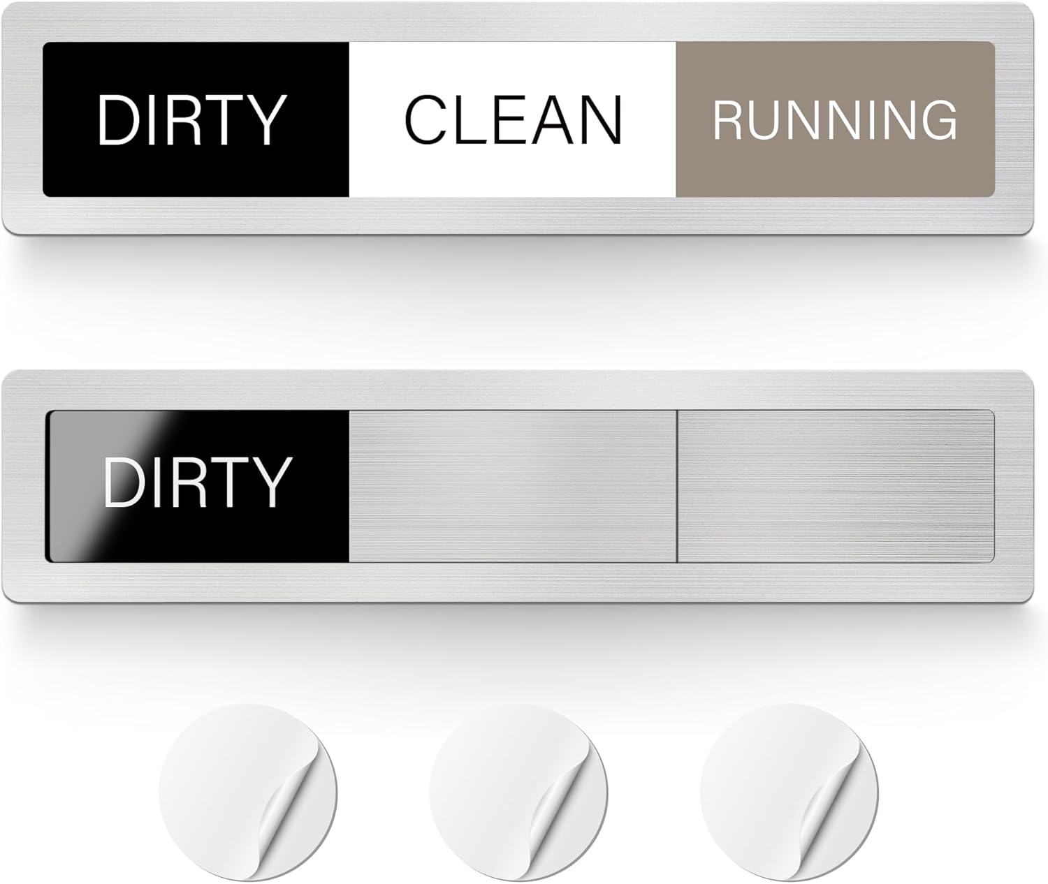 Dishwasher Magnet Clean Dirty Sign, 3 Options with Running Options,Brushed Silver Dishwasher Magnet Easy to Switch, Residue Free Adhesive Included Dishwasher Magnet Clean Dirty Sign, 3 Options with Running Options,Brushed Silver Dishwasher Magnet Easy to Switch, Residue Free Adhesive Included